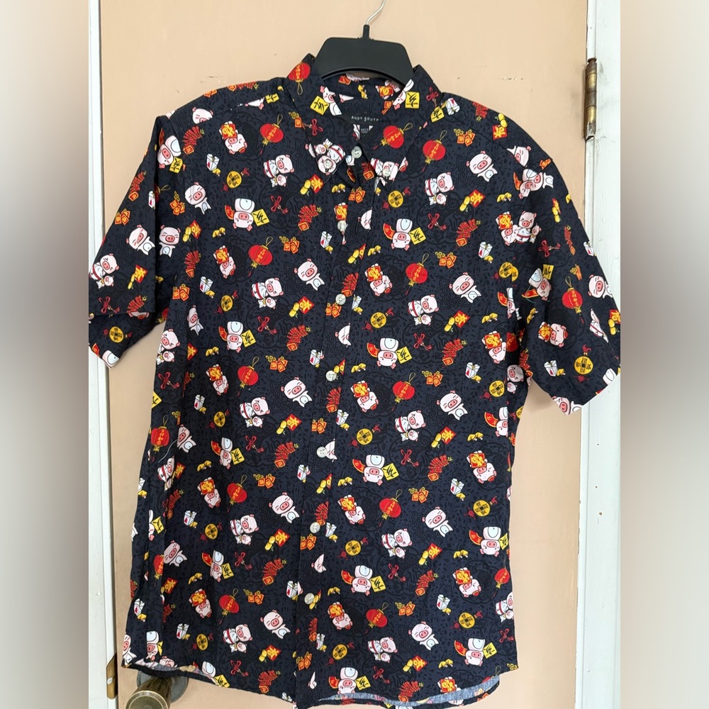 Andy South (Ari South) Men’s Year of the Pig Button Down Aloha Shirt